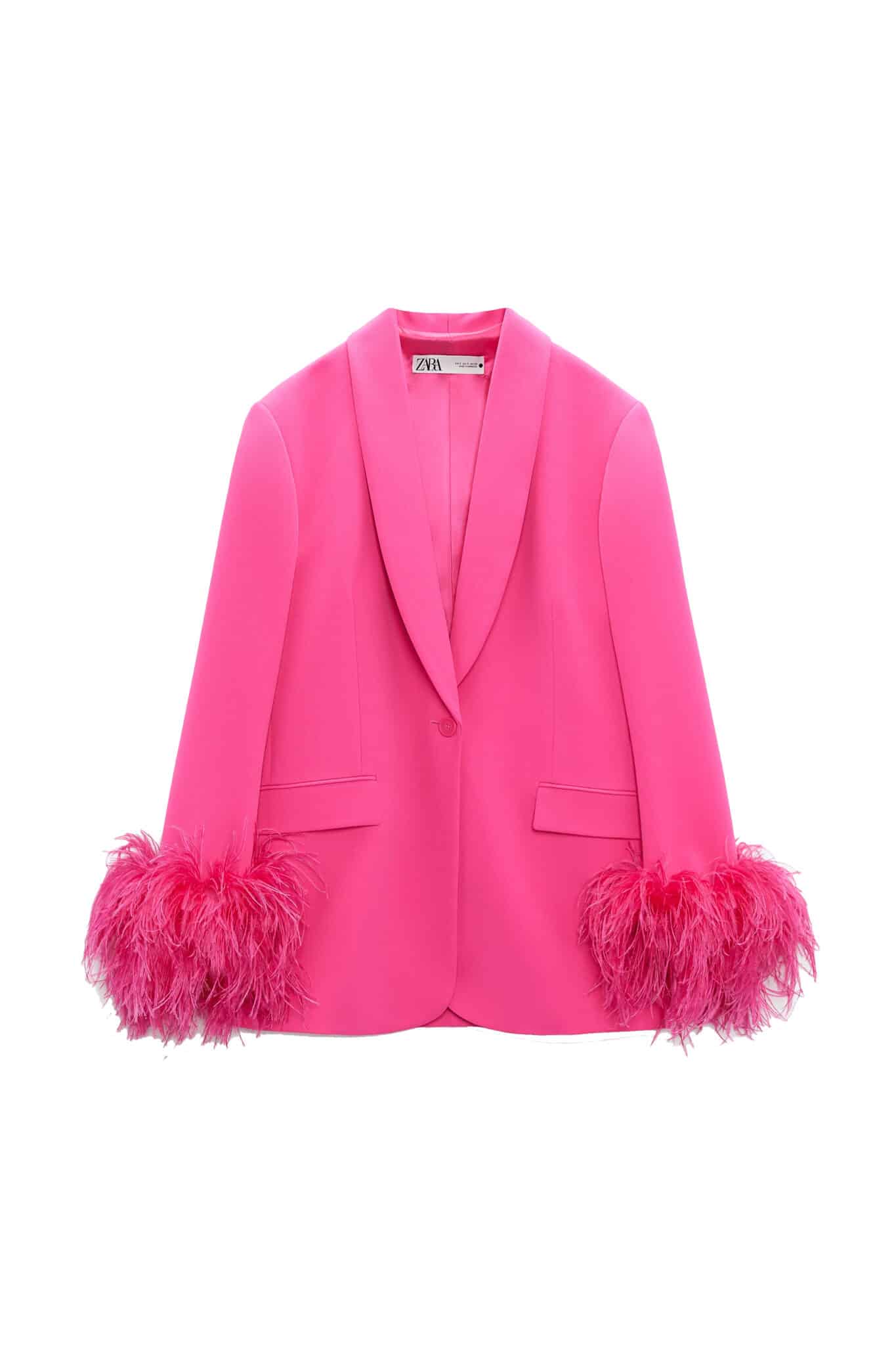 Pink Feather Trim Blazer Magpie By Jen Shoop