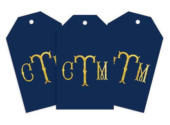 The Fashion Magpie Navy Gift Tags Monogram