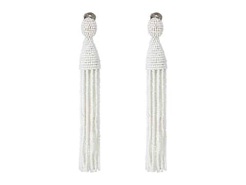 The Fashion Magpie Oscar de la Renta White Tassel Earrings