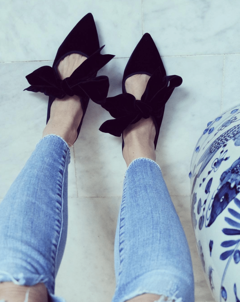 The Fashion Magpie Velvet Bow Flats