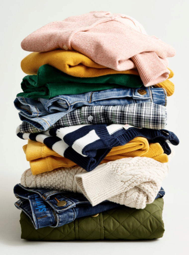 stack of fall clothes