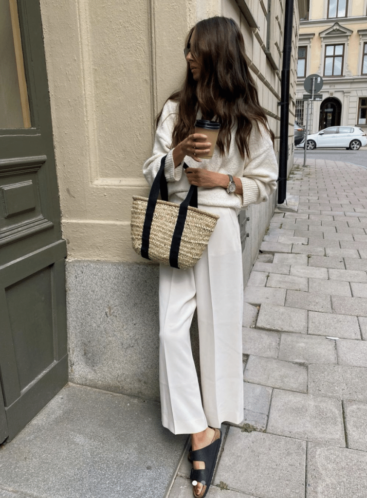 street style white trousers
