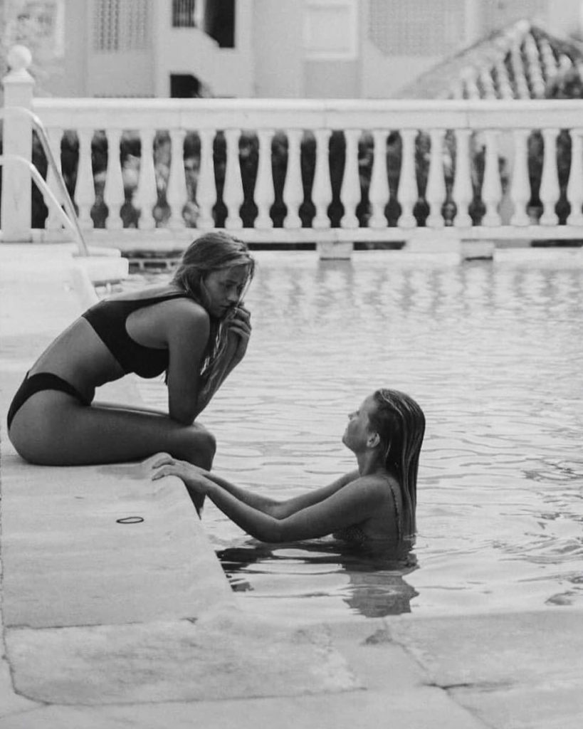 sisters at pool
