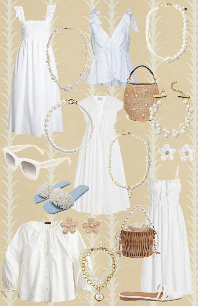 pearls and white dresses