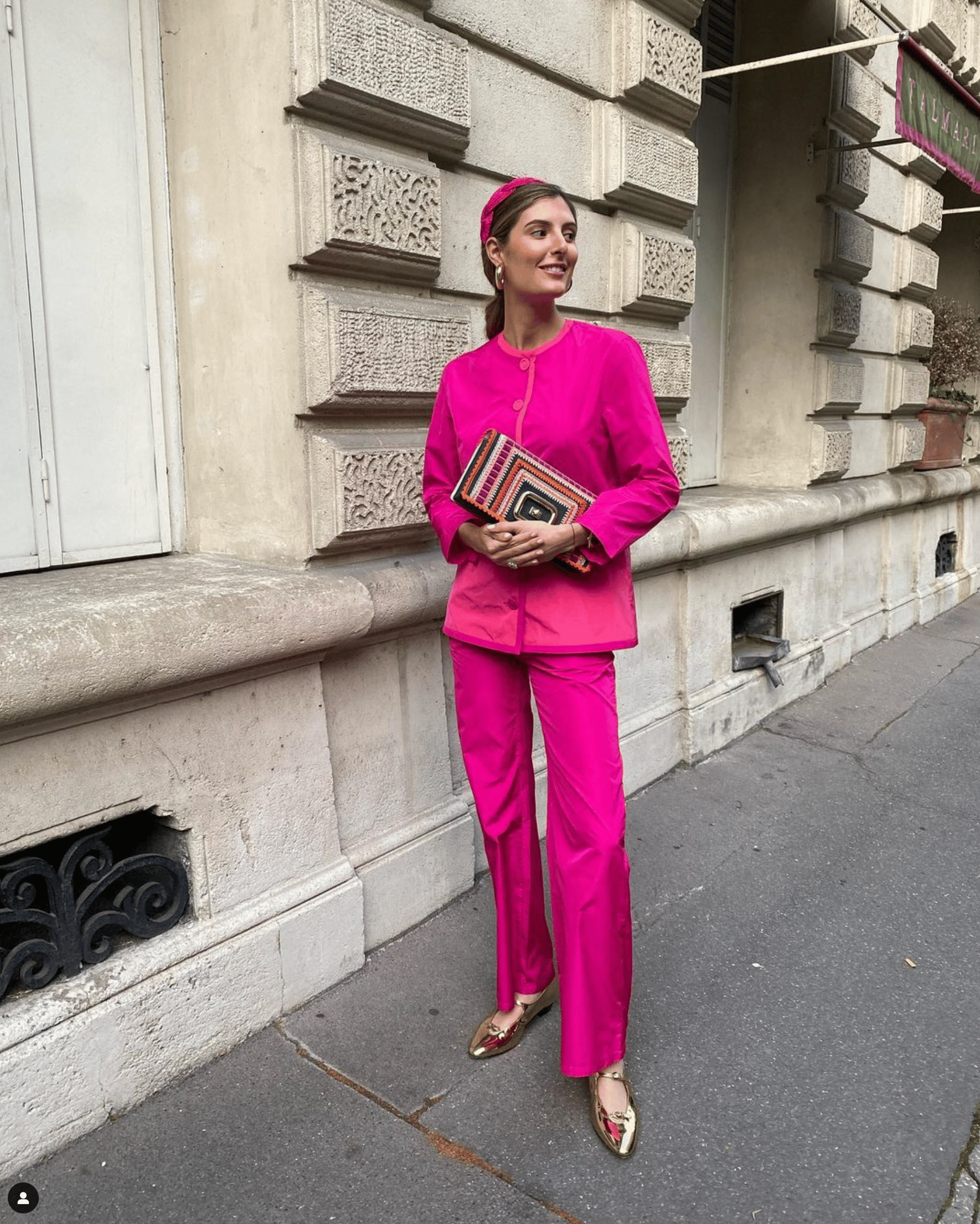 hot pink trousers street style