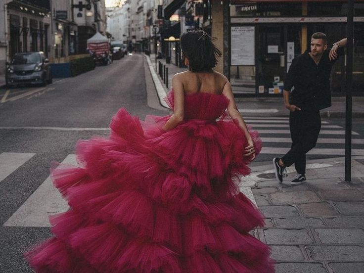 girl in ball gown on streets of nyc