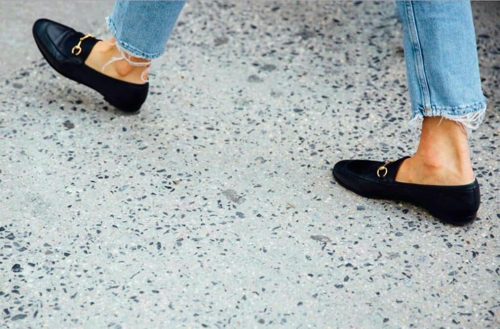 gucci jordaan loafers black street style