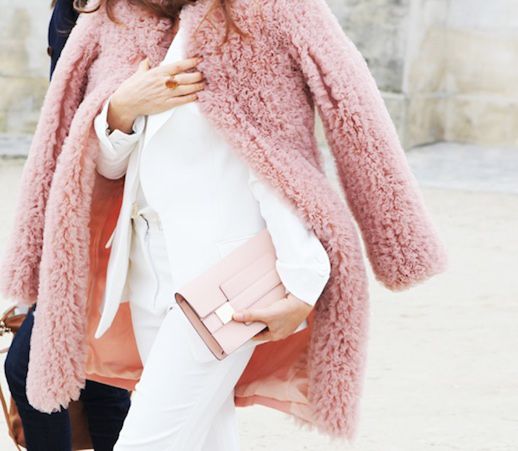 Pink fuzzy coat