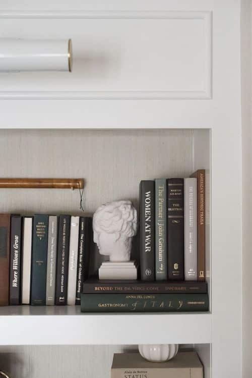 bookshelves with vintage books