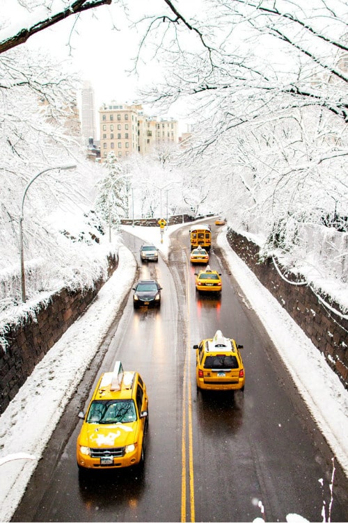 new york central park transverse with snow
