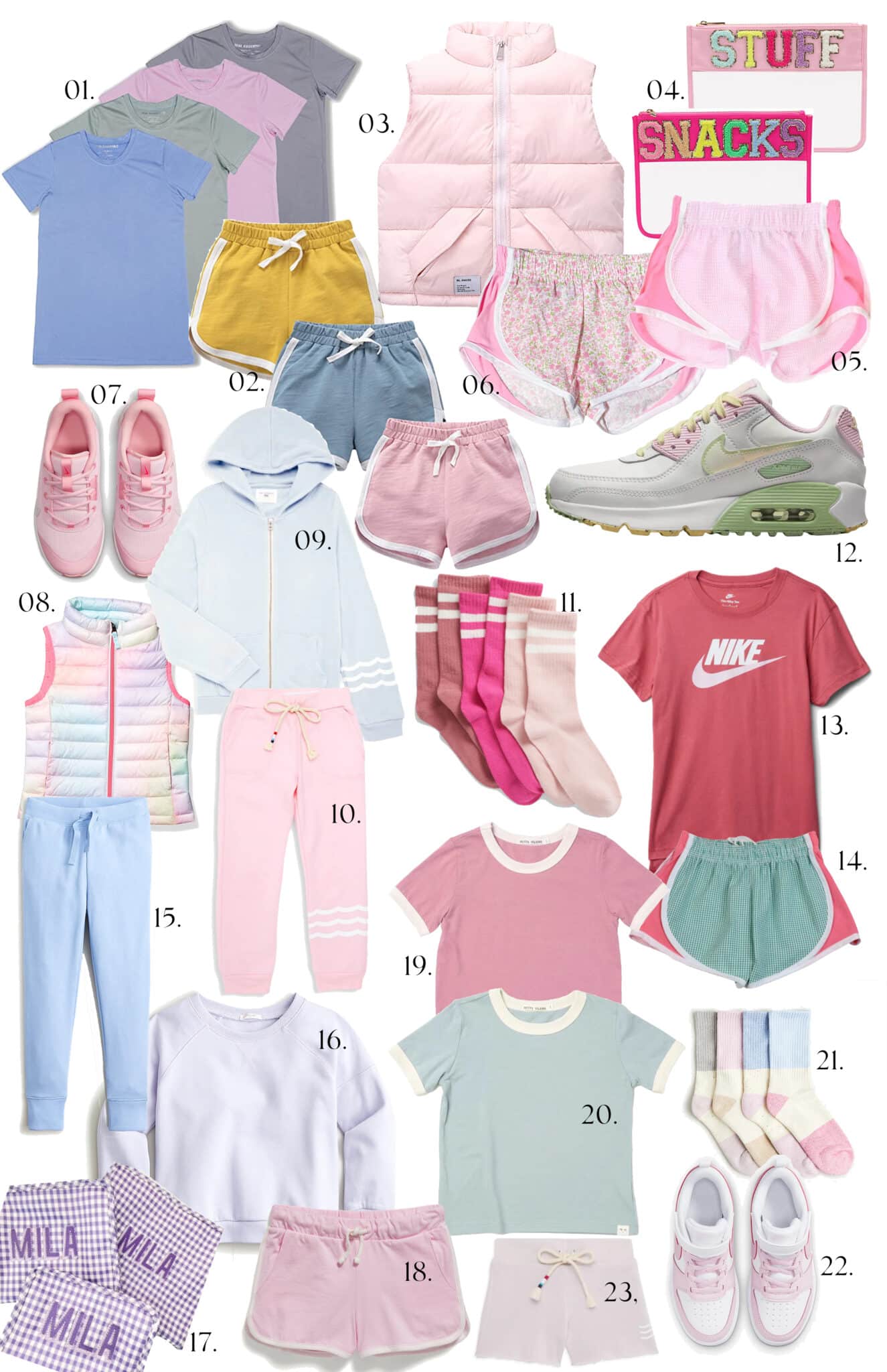 pastel athletic wear for girls