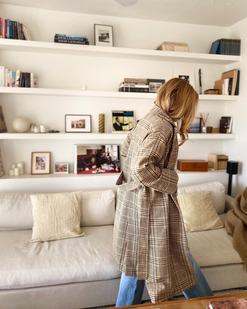 woman wearing checked coat