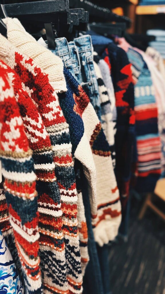 shopping rack with western style sweaters guide to Aspen Colorado