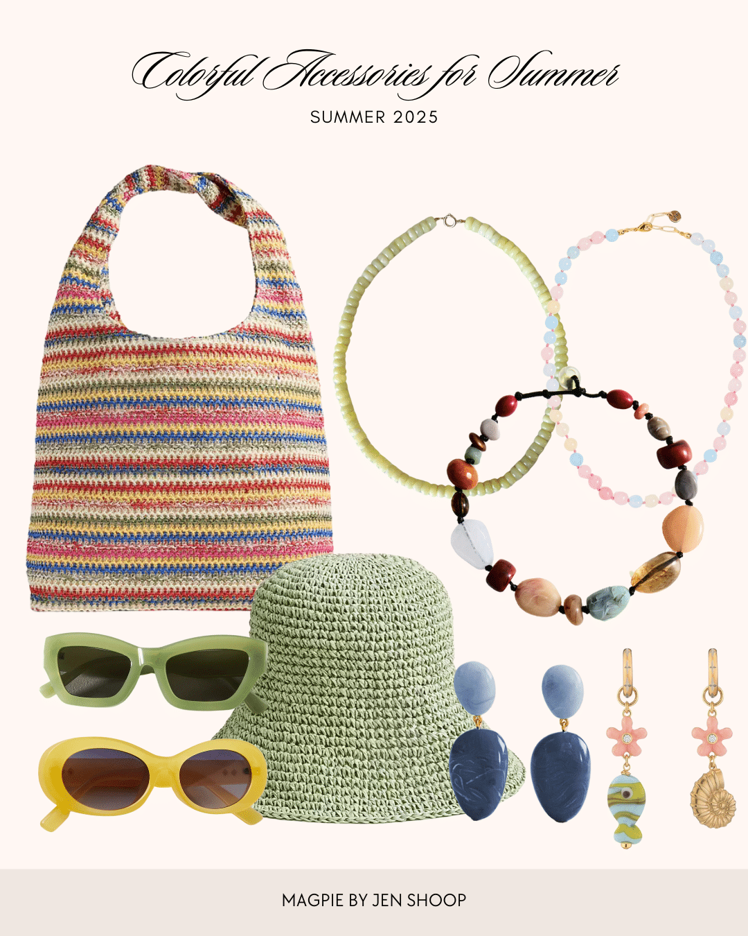 colorful summer accessories collage
