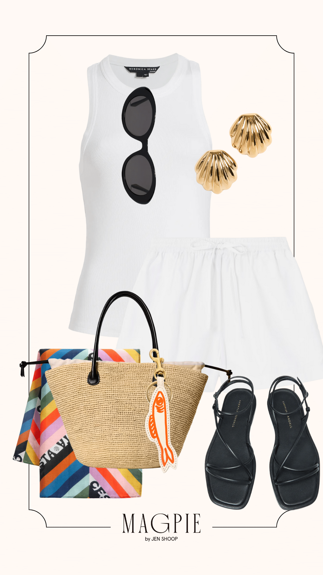 colorful summer accessories outfit idea collage