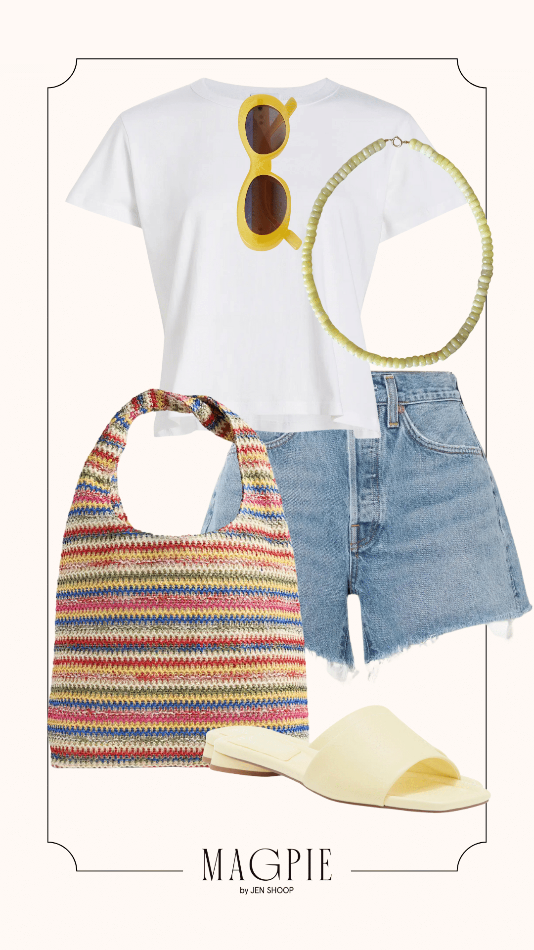 colorful summer accessories outfit idea collage