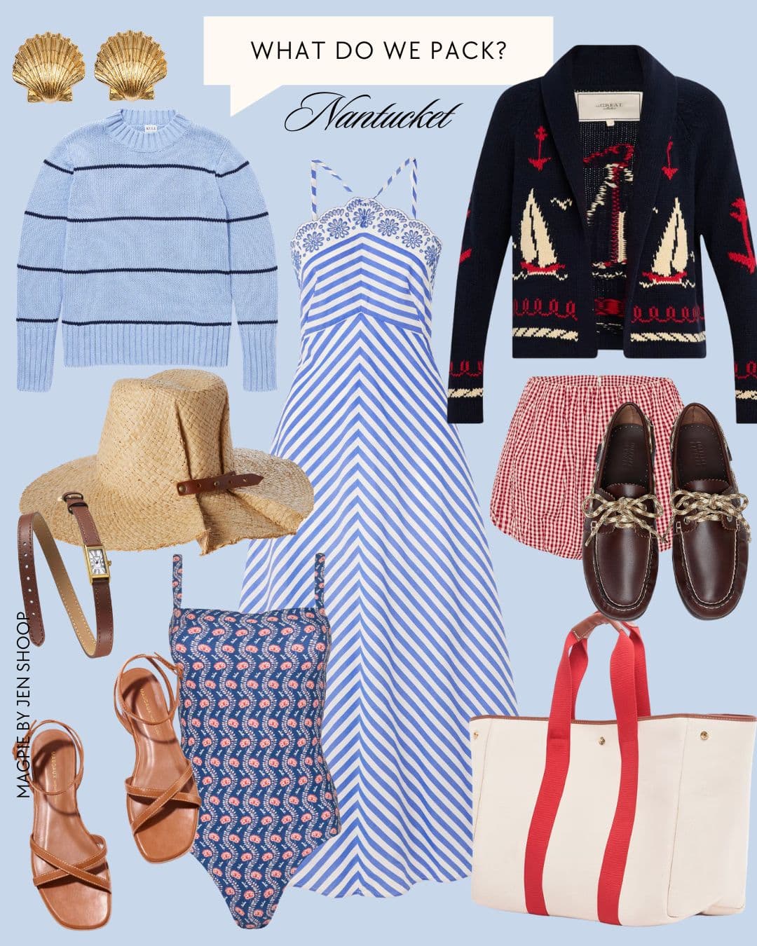 packing guide collage for nantucket summer