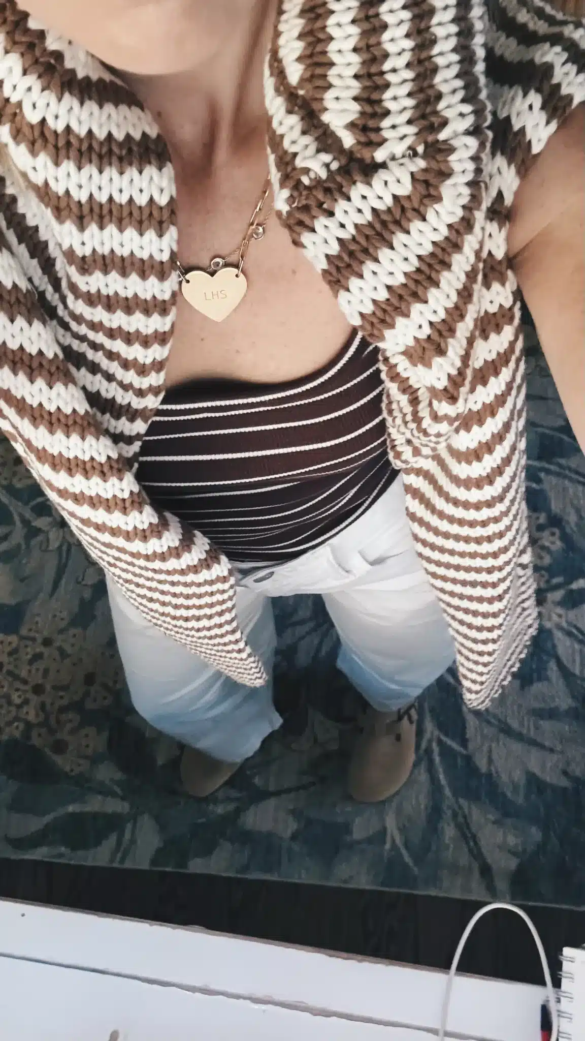 brown striped sweater