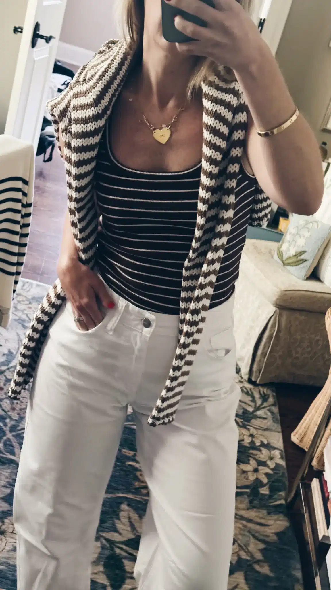 brown striped sweater