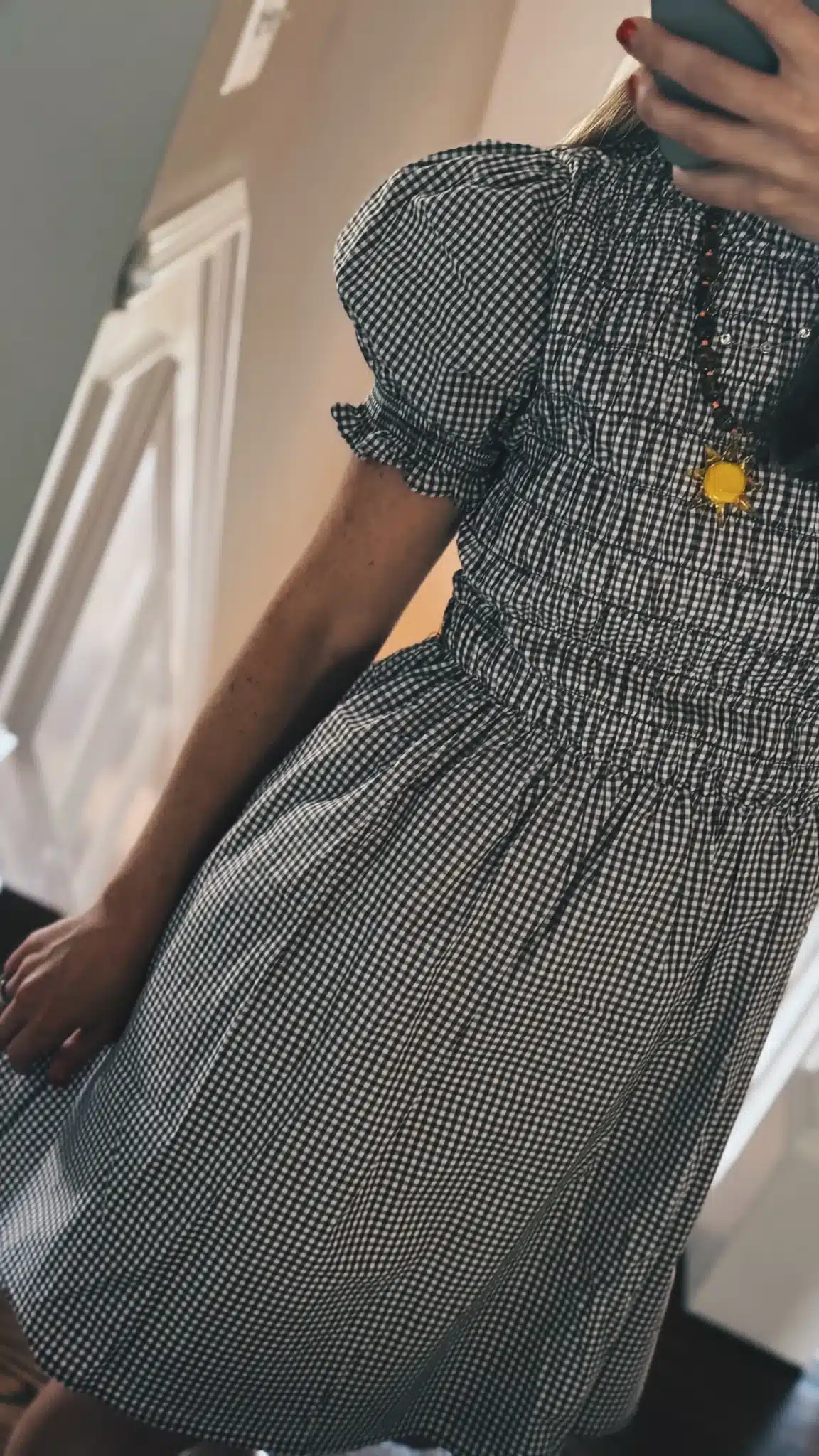 gingham mini dress chocolate brown