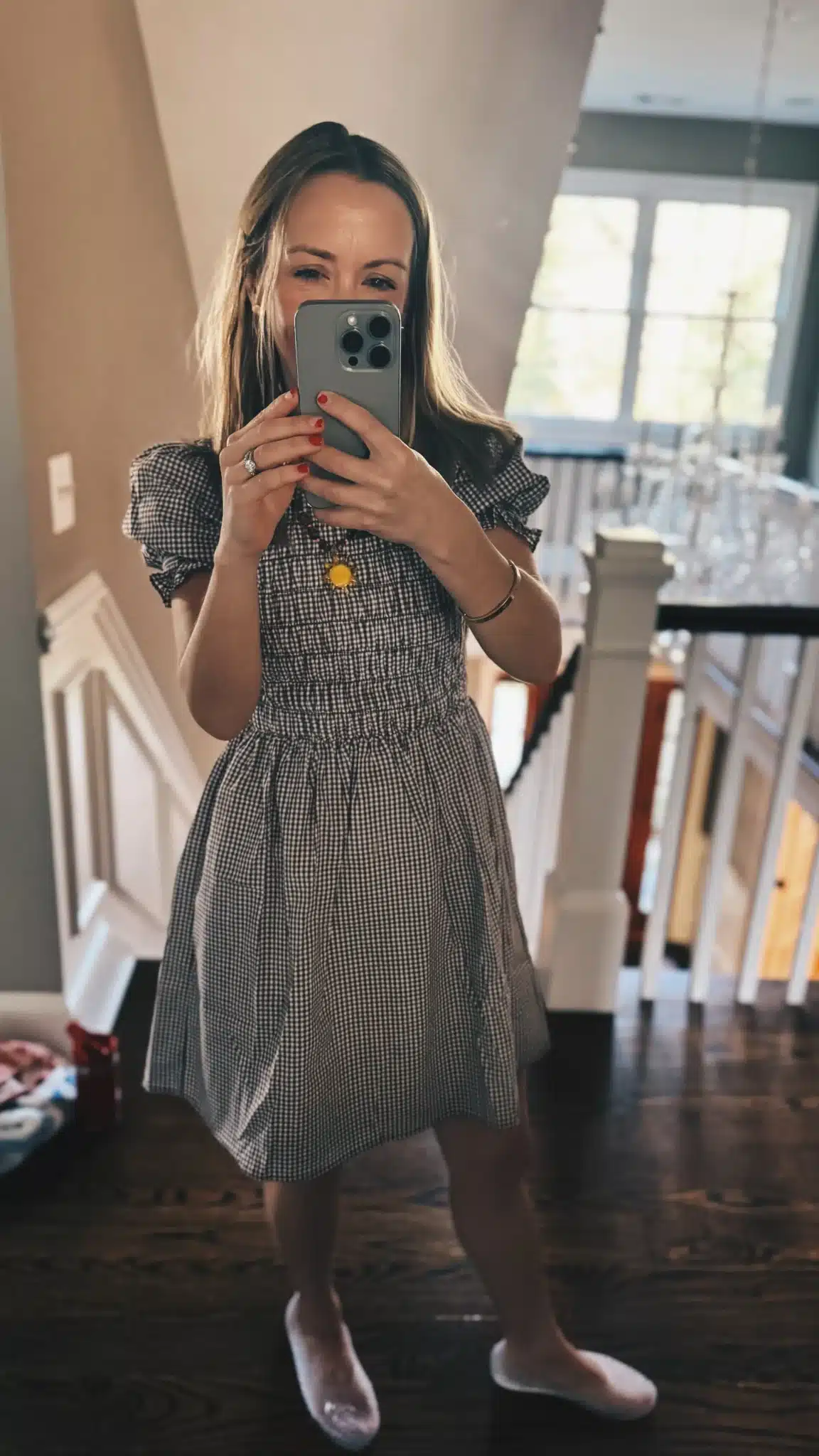 gingham mini dress chocolate brown