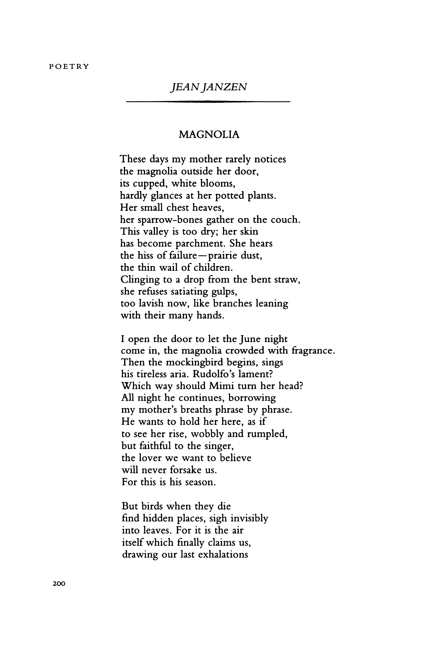 poem on magnolias