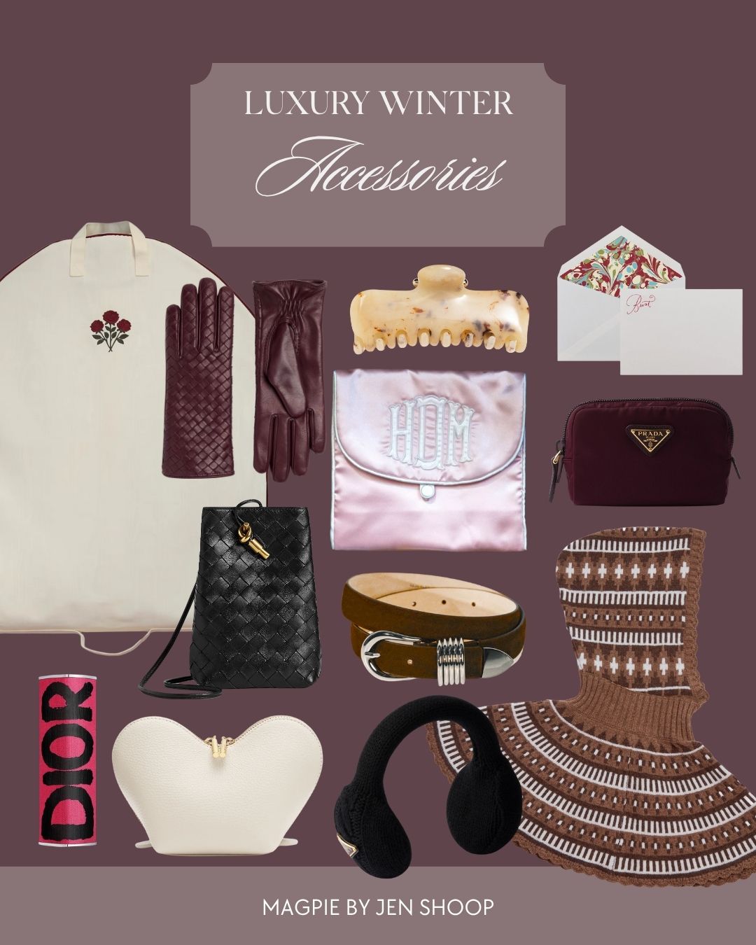 luxury winter accessories collage