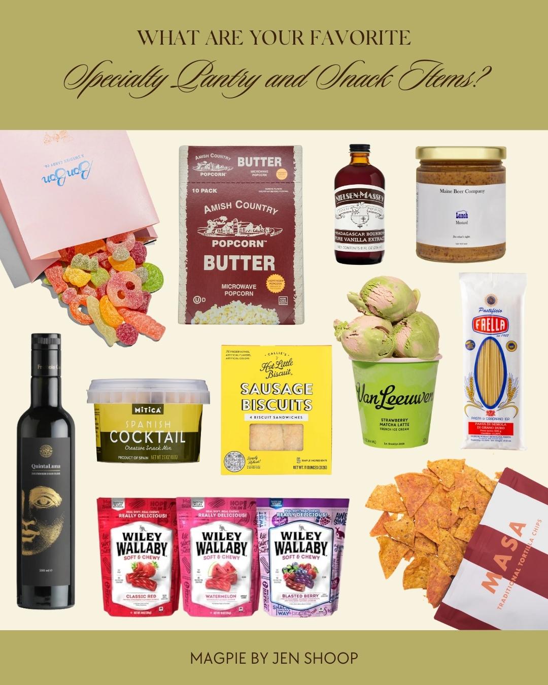 specialty pantry and snack items collage