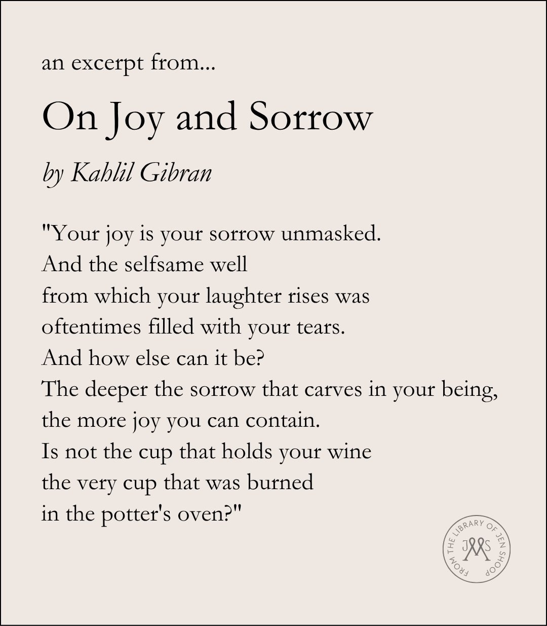 On Joy and Sorrow Poem.