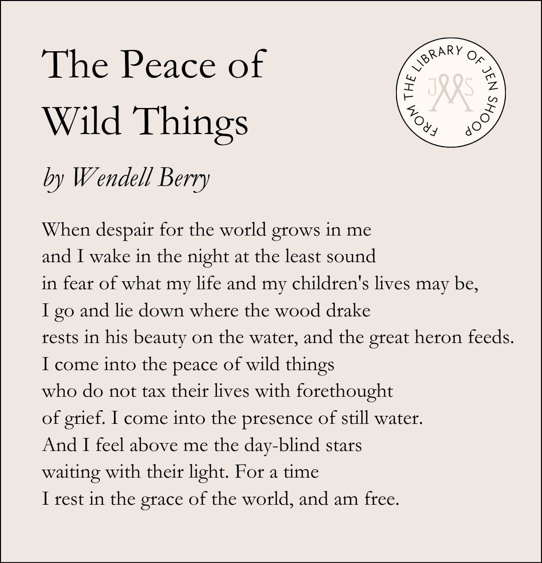The Peace of Wild Things by Wendell Berry.