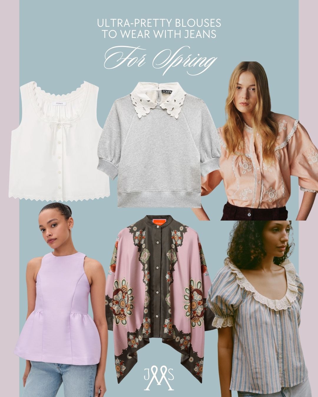 pretty blouses for spring collage
