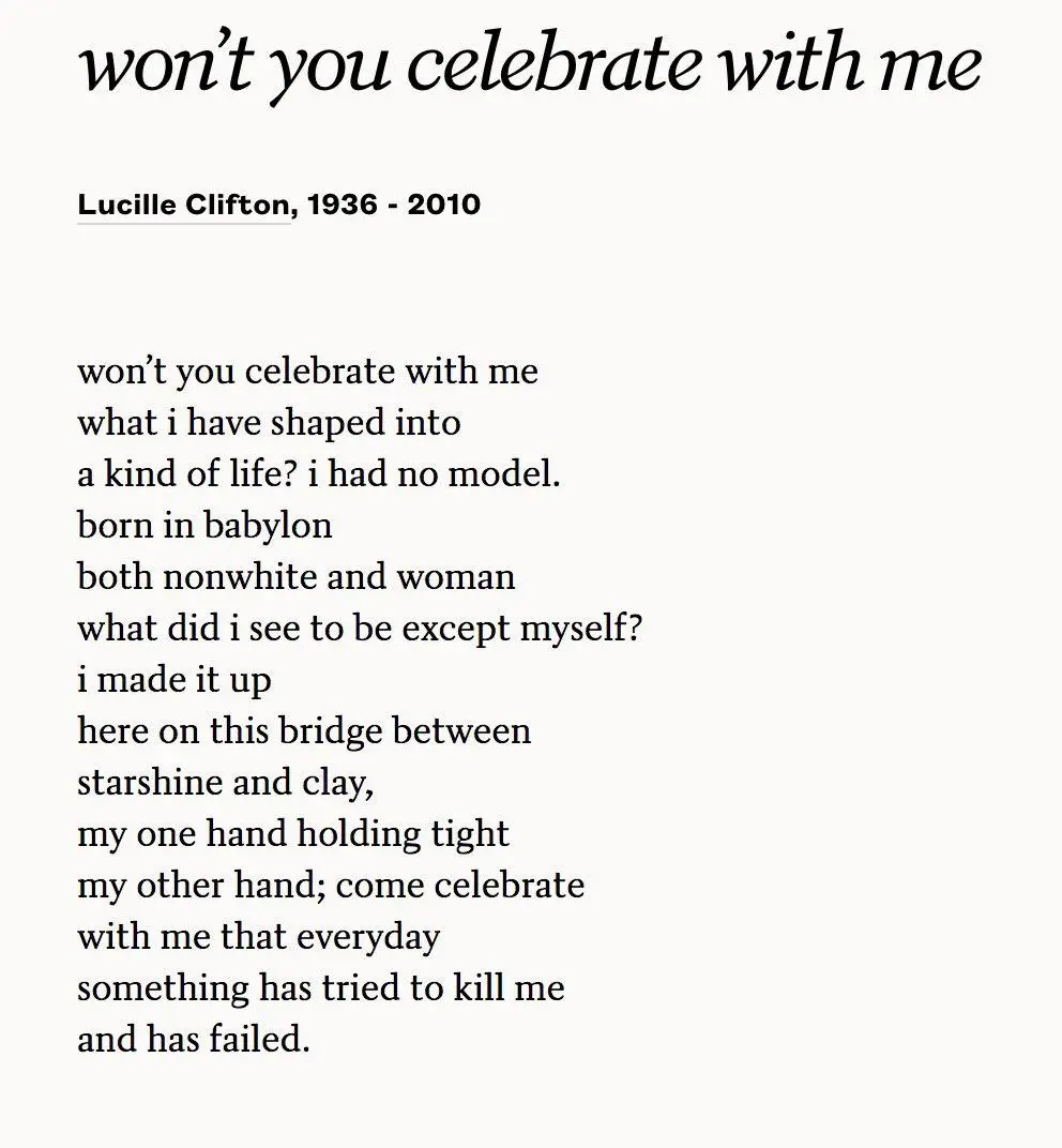 Lucille Clifton Won't You Celebrate with Me