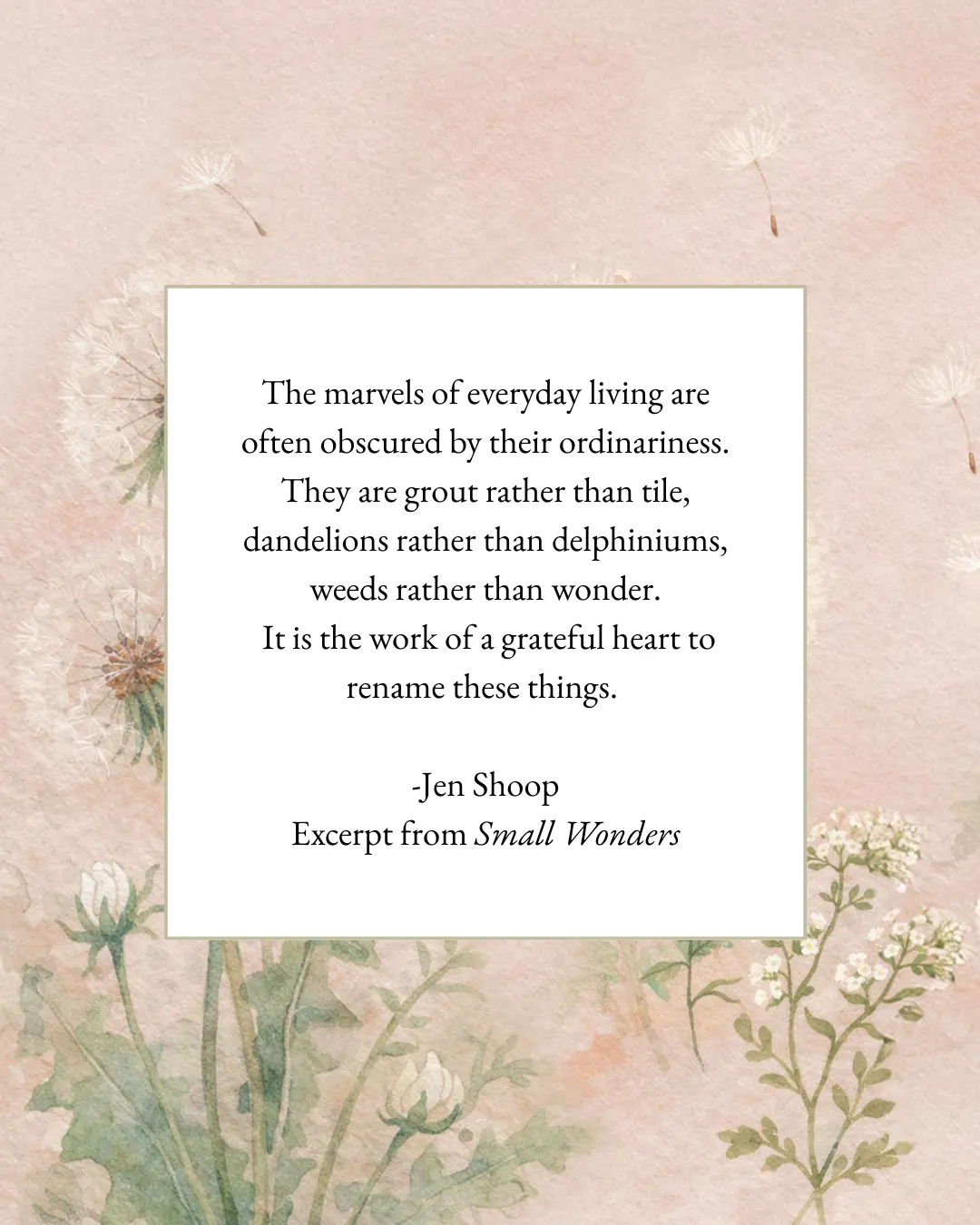 Excerpt from Small Wonders by Jen Shoop