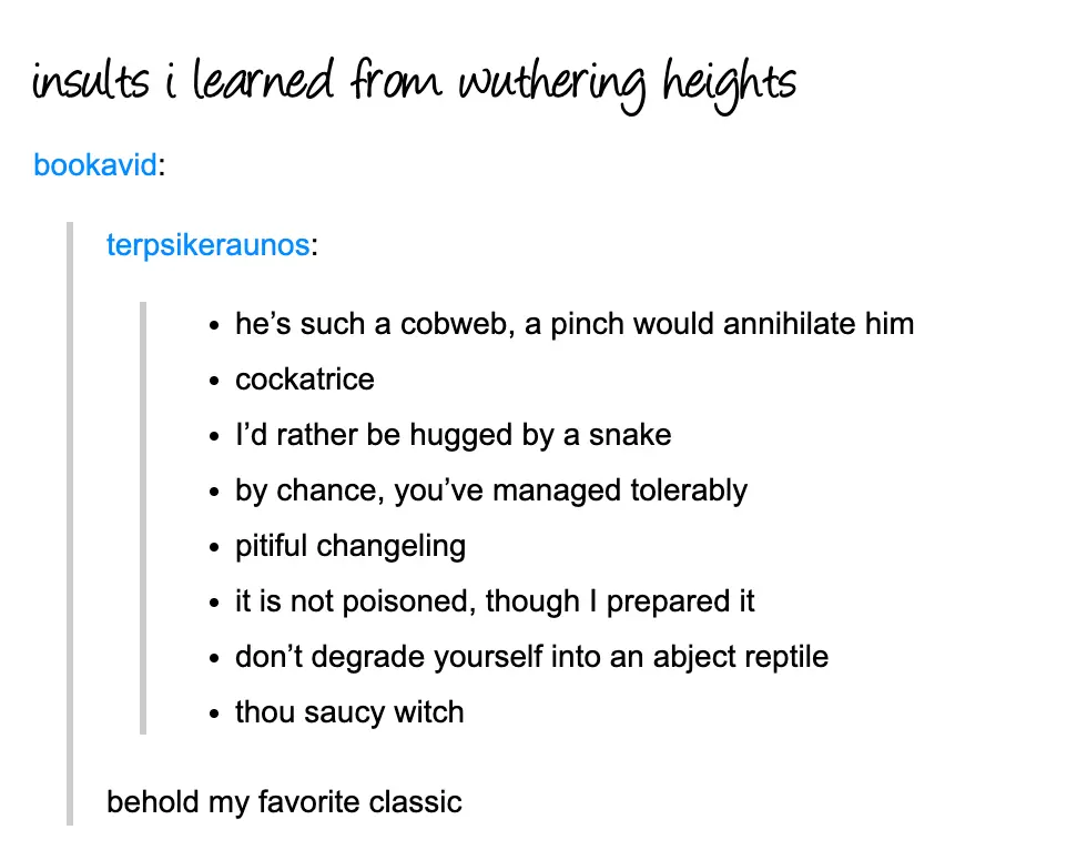 Insults in Wuthering Heights