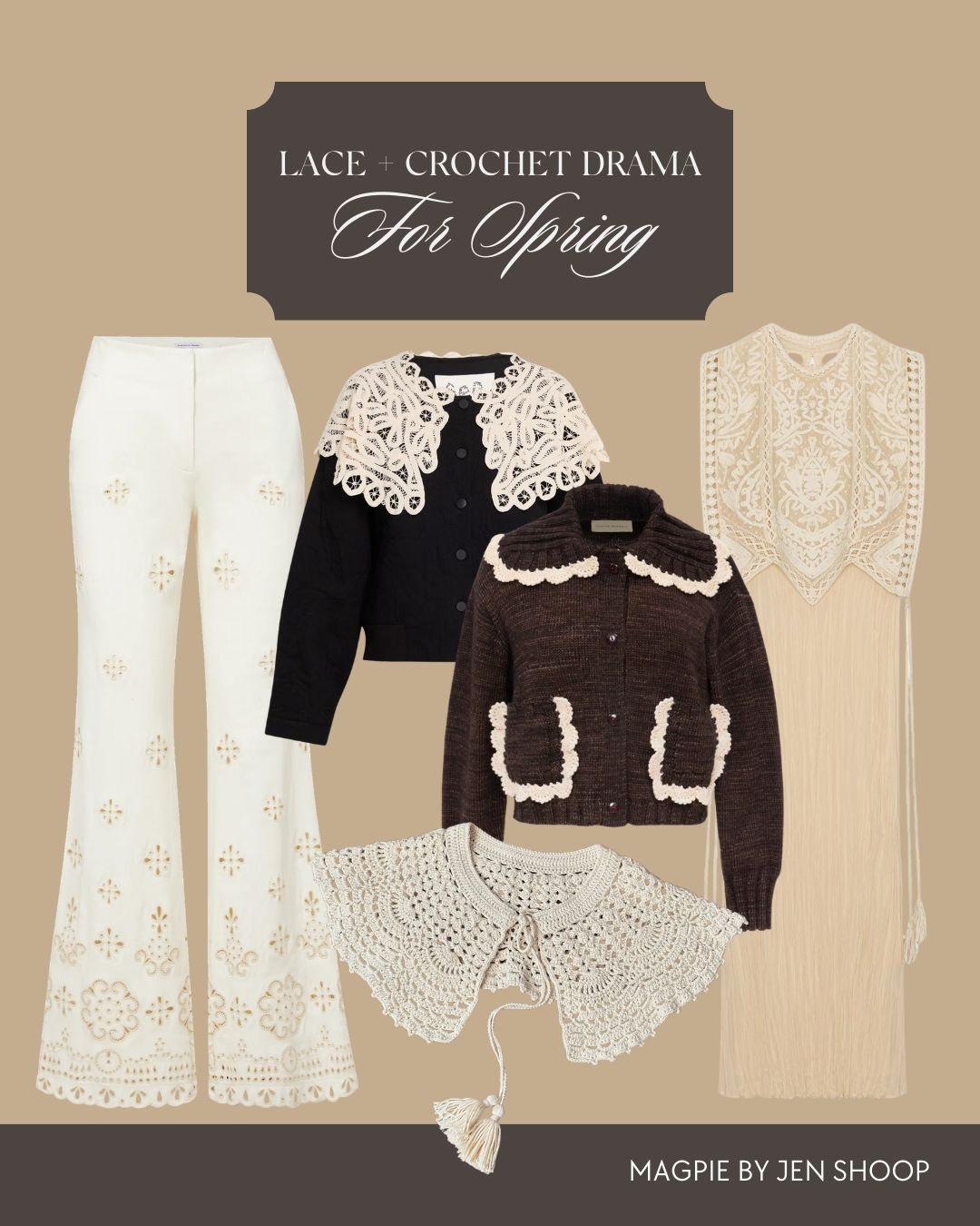 Lace and crochet drama for spring collage.