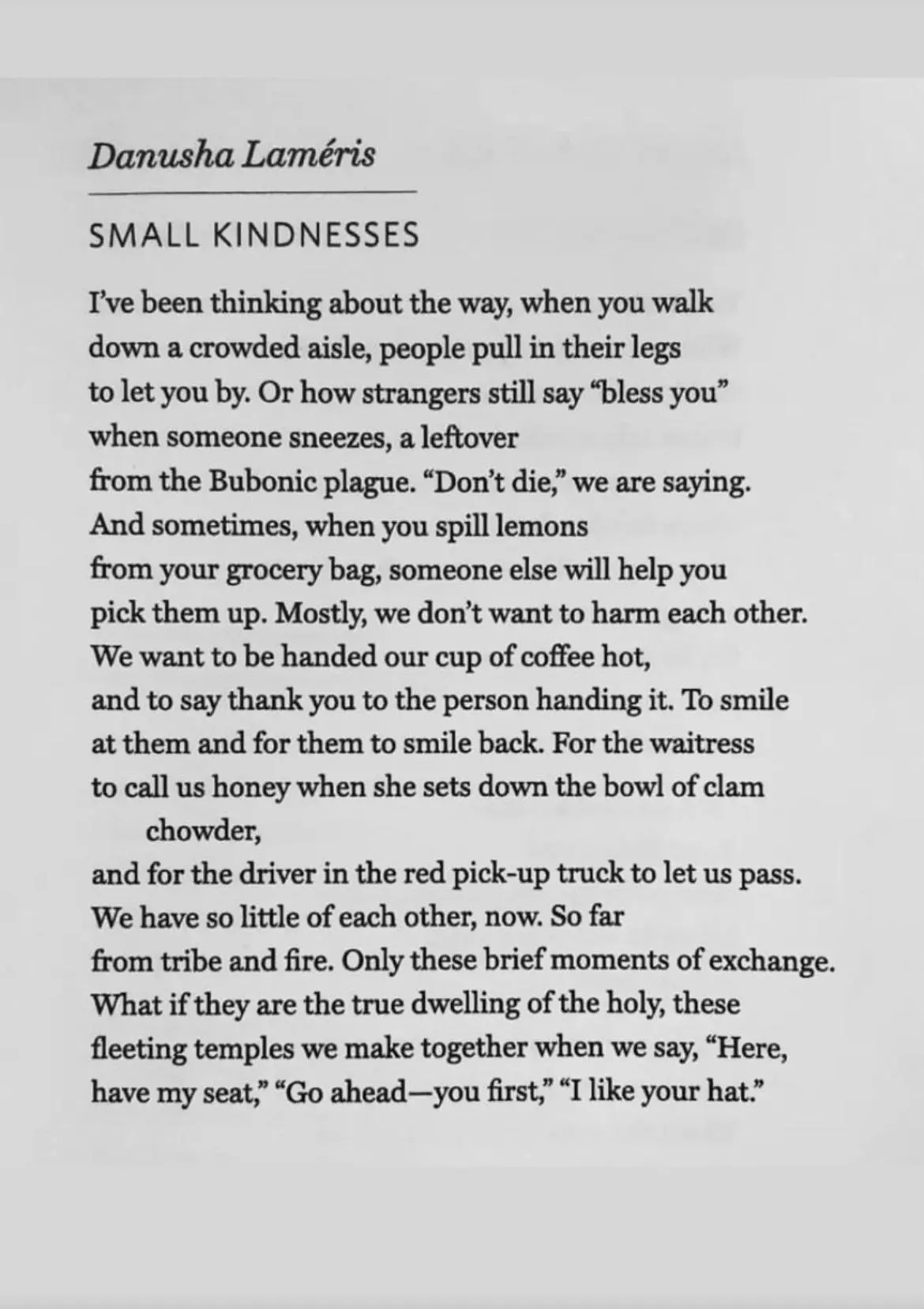 Kindness Poem by Danusha Lameris