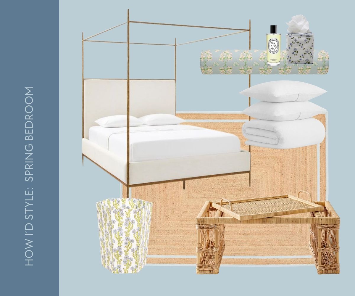 Spring bed and bath refresh collage.