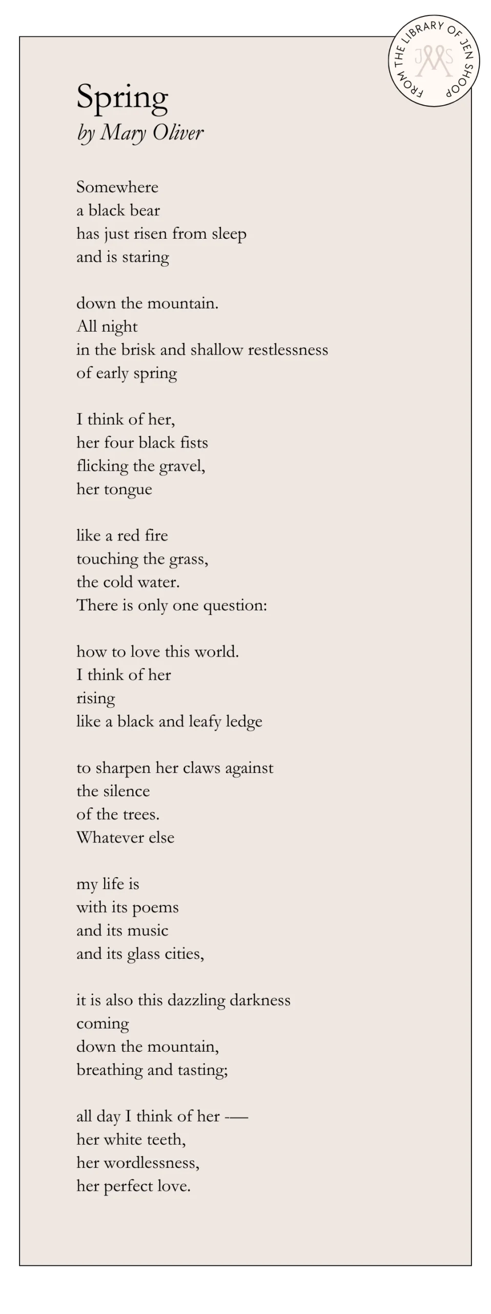 Spring by Mary Oliver