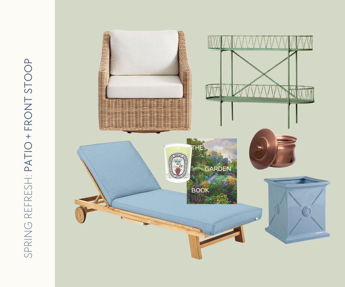 Styling patio and front stoop spring refresh collage.