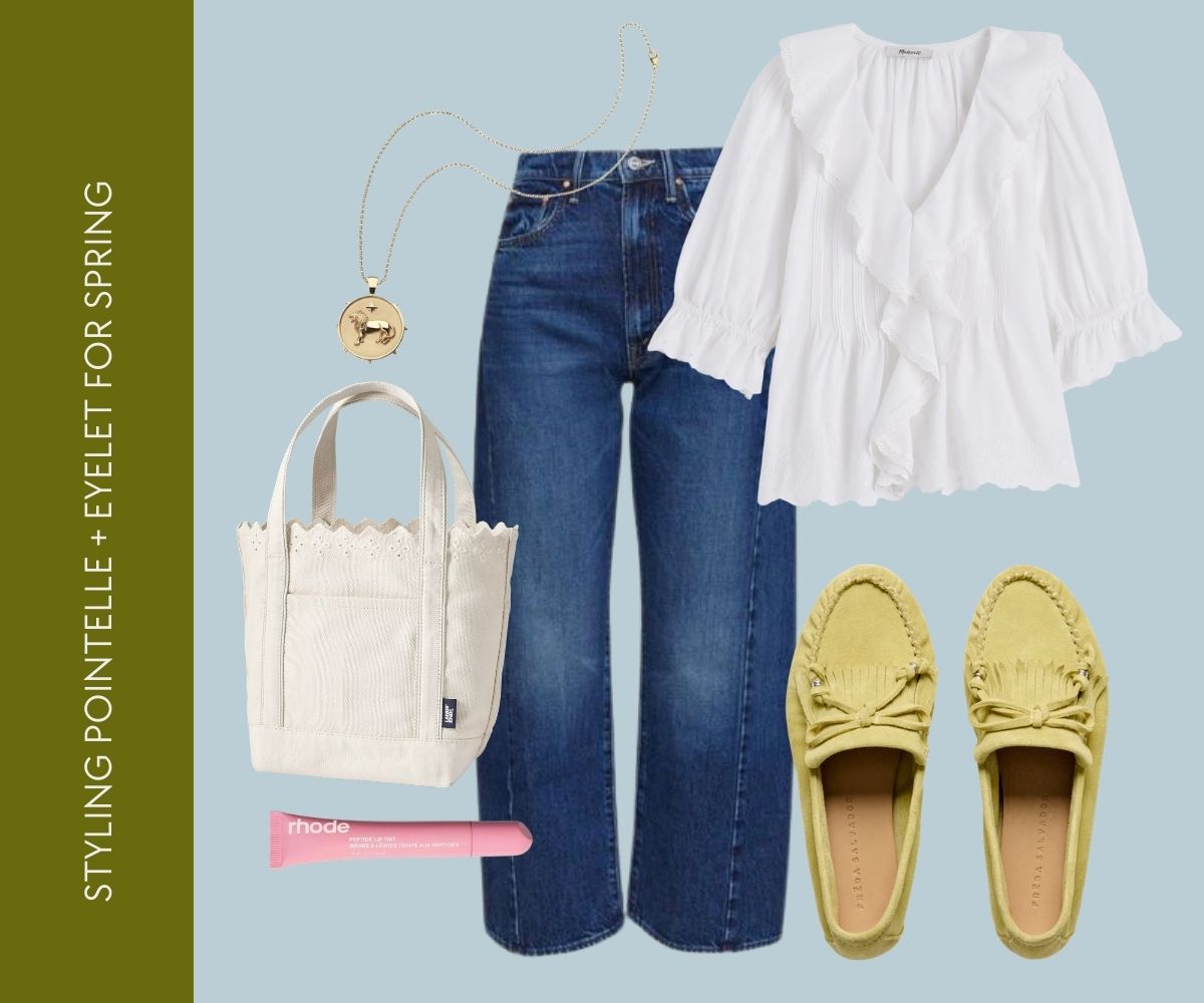 Styling pointelle and eyelet for spring collage.