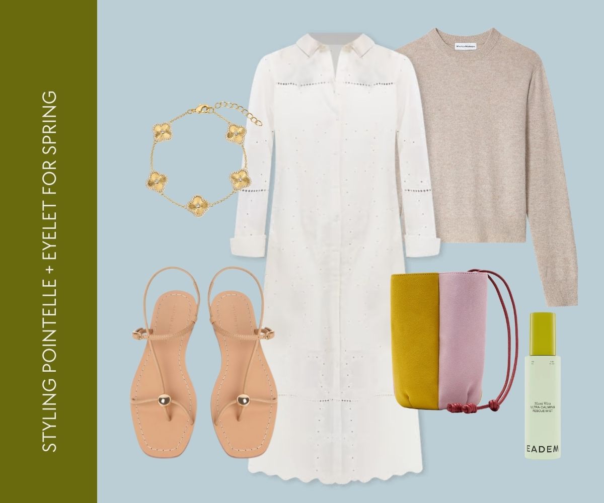 Styling pointelle and eyelet for spring collage.