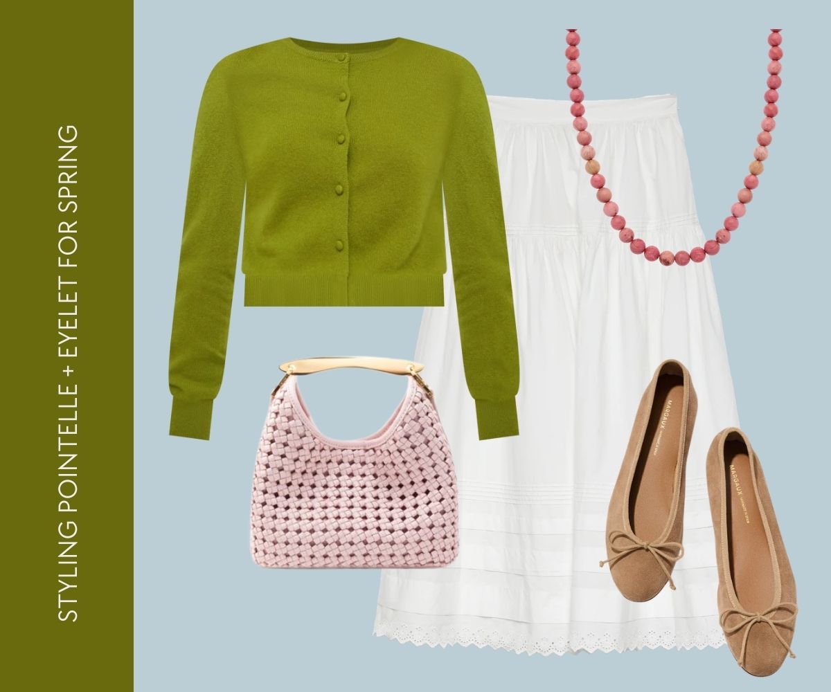 Styling pointelle and eyelet for spring collage.