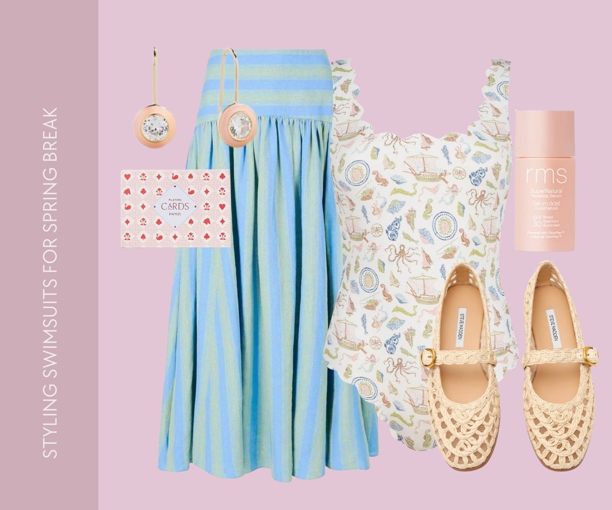 Styling swimsuits for spring break collage.