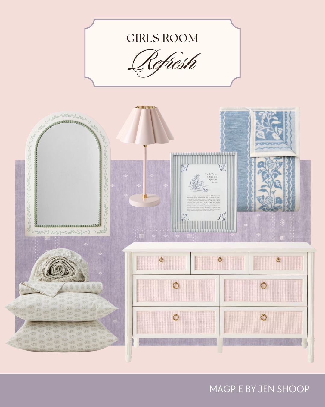 Girls' room refresh collage.