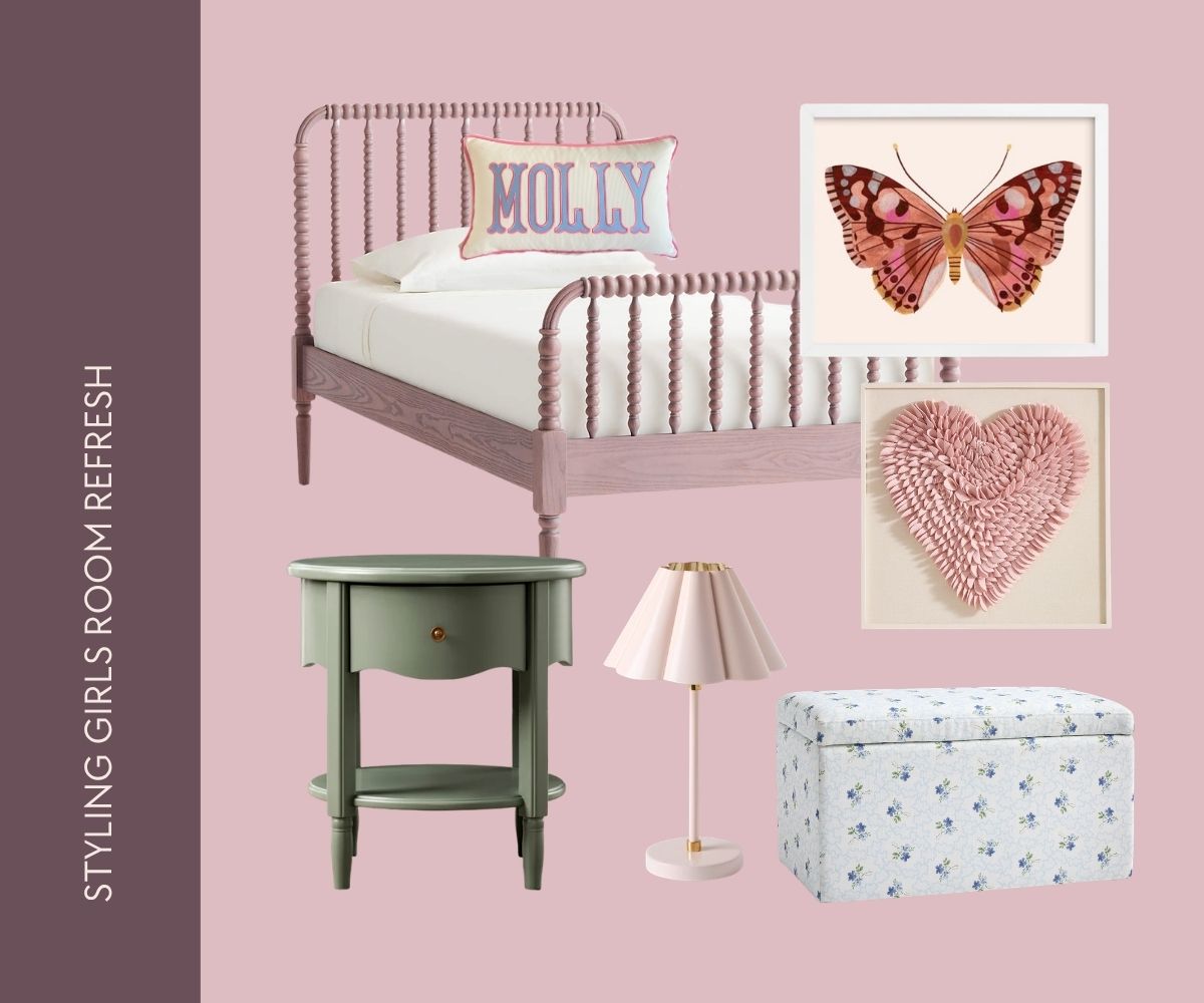 Girls' room refresh collage.