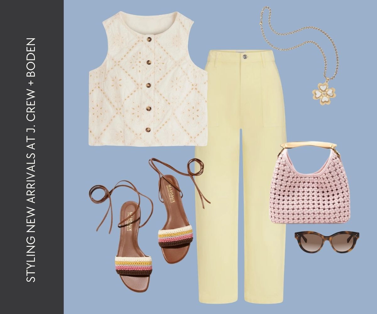 Styling new arrivals at J. Crew + Boden collage.