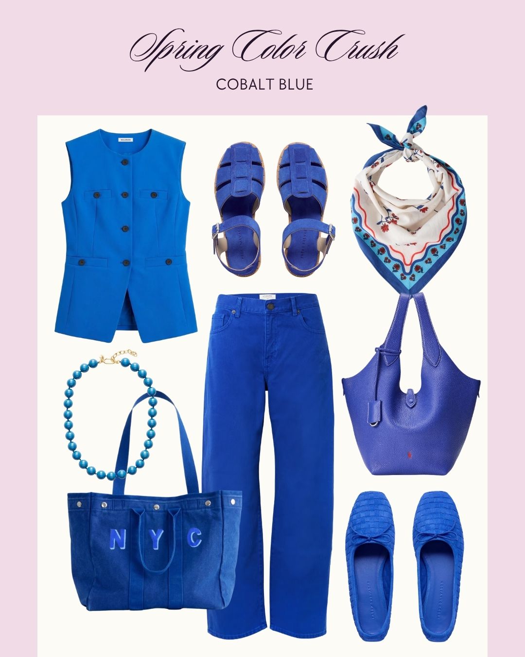 Spring color crush: cobalt blue collage. 