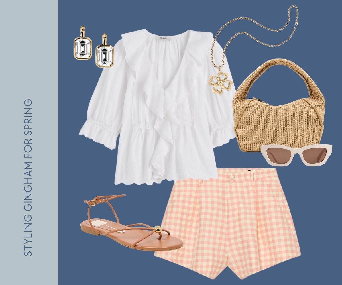 Styling gingham for spring collage.