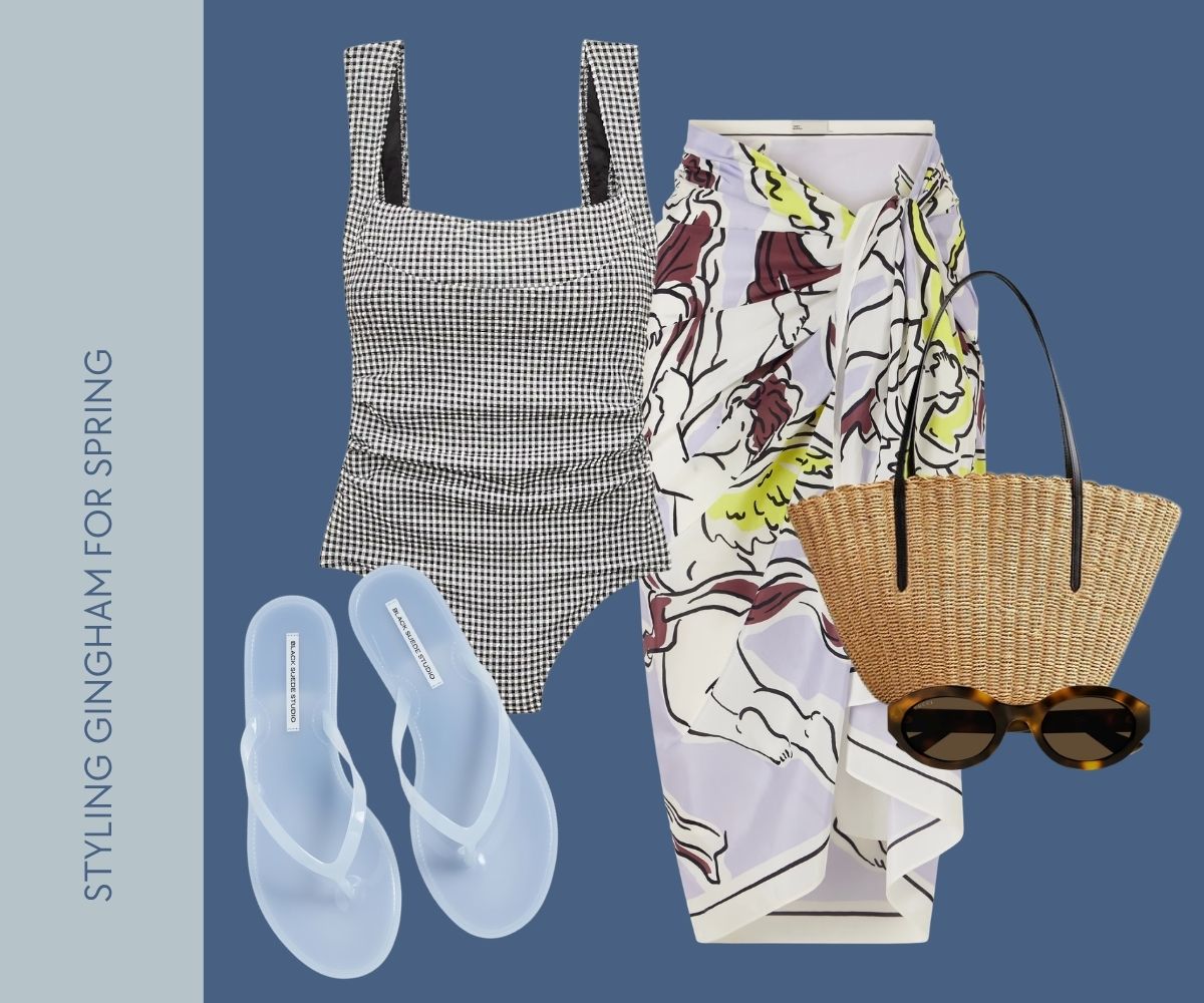 Styling gingham for spring collage.