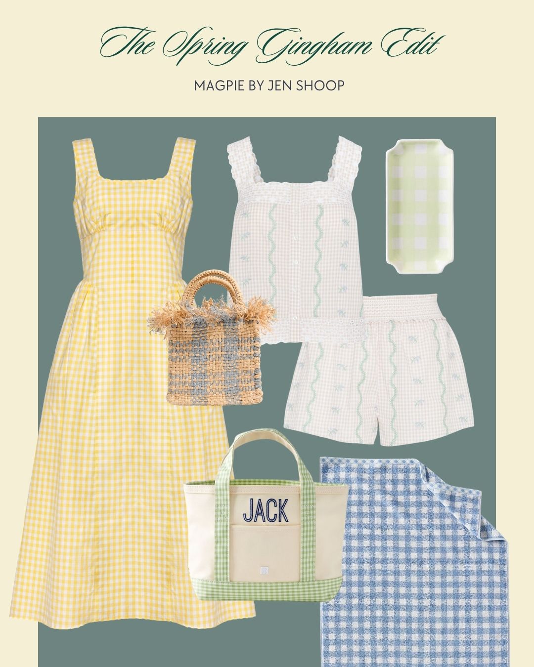 The spring gingham edit collage.